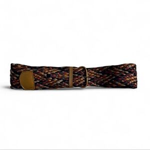 Woven Multicolor Belt with Leather-Style Accents